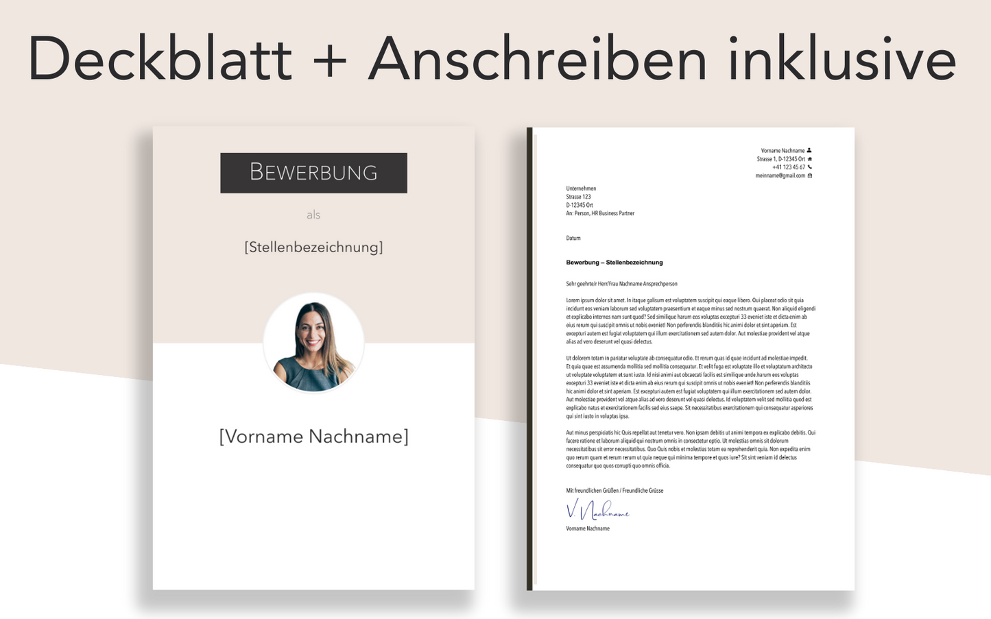 Bewerbungsvorlage “CHIC Plus” mit Deckblatt und Bewerbungsschreiben Vorlage