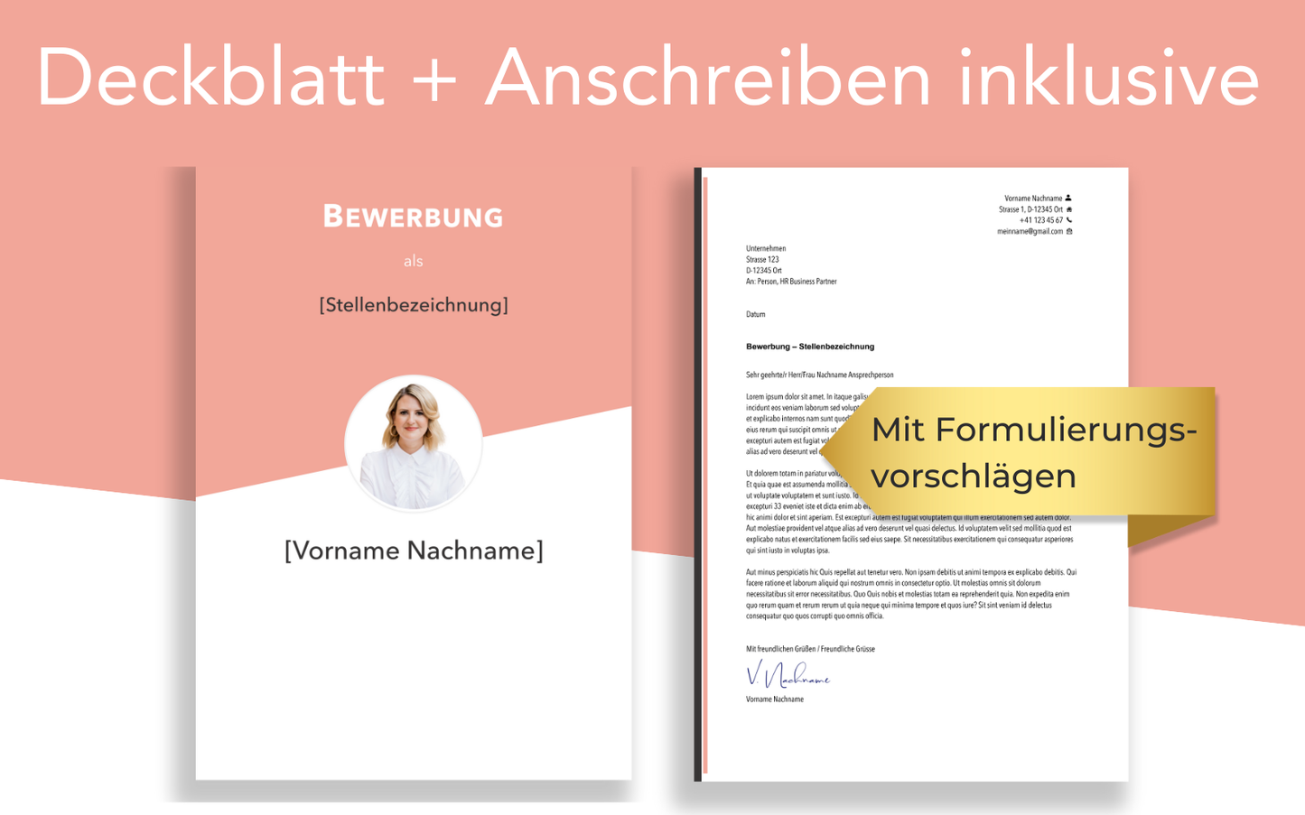 Bewerbungsvorlage “KREATIV Plus” mit Deckblatt und Bewerbungsschreiben Vorlage