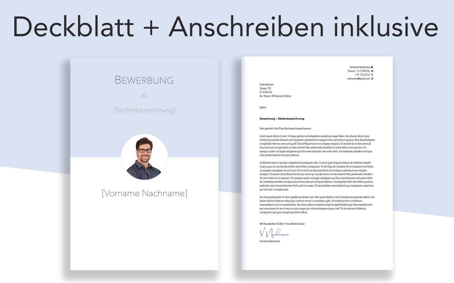 Bewerbungsvorlage “MODERN Plus” mit Deckblatt und Bewerbungsschreiben Vorlage