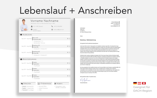 Bewerbungsvorlage SCHLICHT Lebenslauf und Bewerbungsschreiben Vorlage für Berufseinsteiger