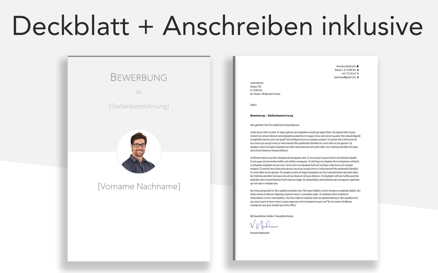 Bewerbungsvorlage “SCHLICHT Plus” mit Deckblatt und Bewerbungsschreiben Vorlage